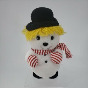 Gund Snowman Stuffed Plush Top Hat Striped Scarf Gloves 8" Vintage 1989